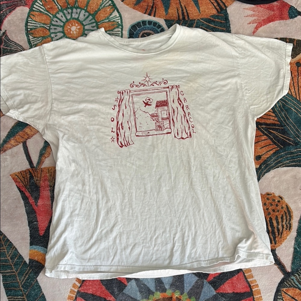 Hanes White Tee with Red Graphic